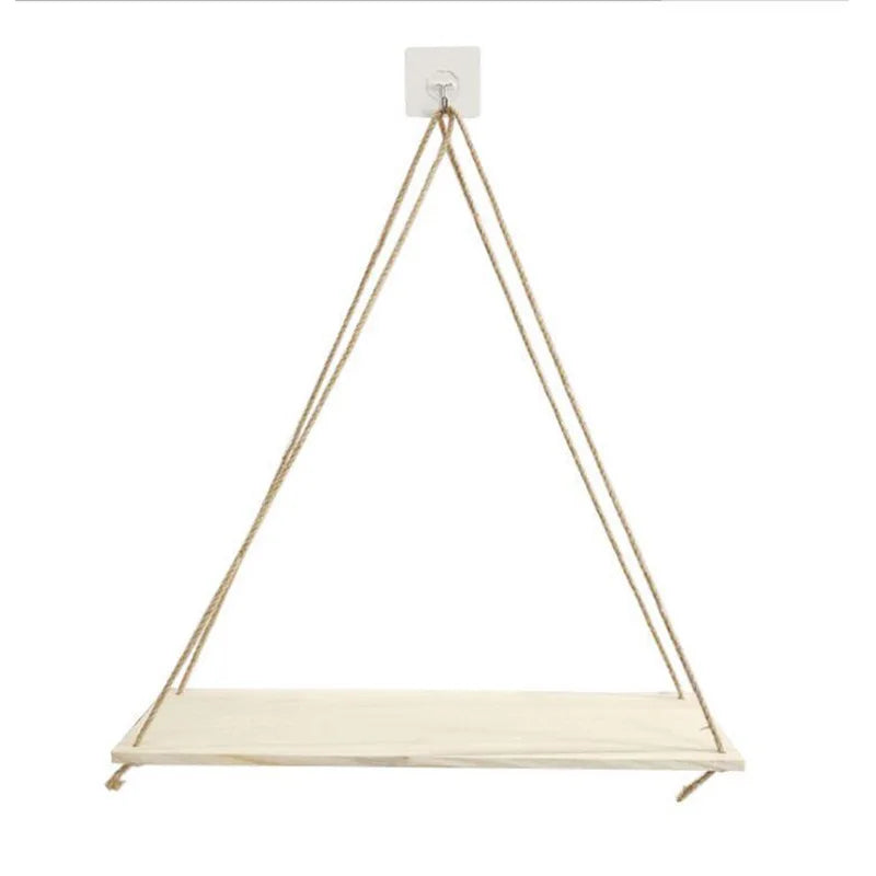 Rustic Wooden Rope Shelf