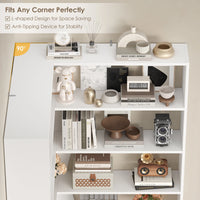 Getone 190cm bookshelf, high corner shelf with 6 levels, books wardrobe corner bookshelf living room, study 90x90x190.5cm