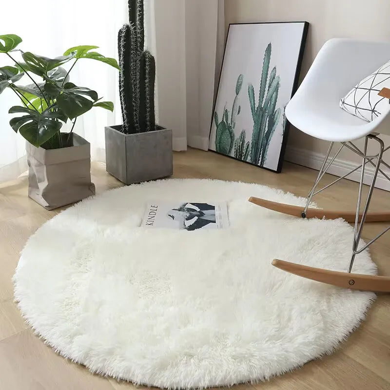 Round Fluffy Bedroom Rug