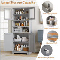Bathroom wardrobe High, Bathroom wardrobe High wardrobe with 4 Doors Adjustable Floor Kitchen wardrobe High wardrobe Wood