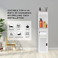 Bathroom Cabinet with Door, 80x20x12cm, Slim and Tall, PVC Material Waterproof, Easy to Install, Easy to Clean,