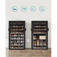 Étagère à Chaussures 40 Paires de chaussures -10 Niveaux - Housse anti Poussière - Porte-chaussures 88x28x160cm Noir