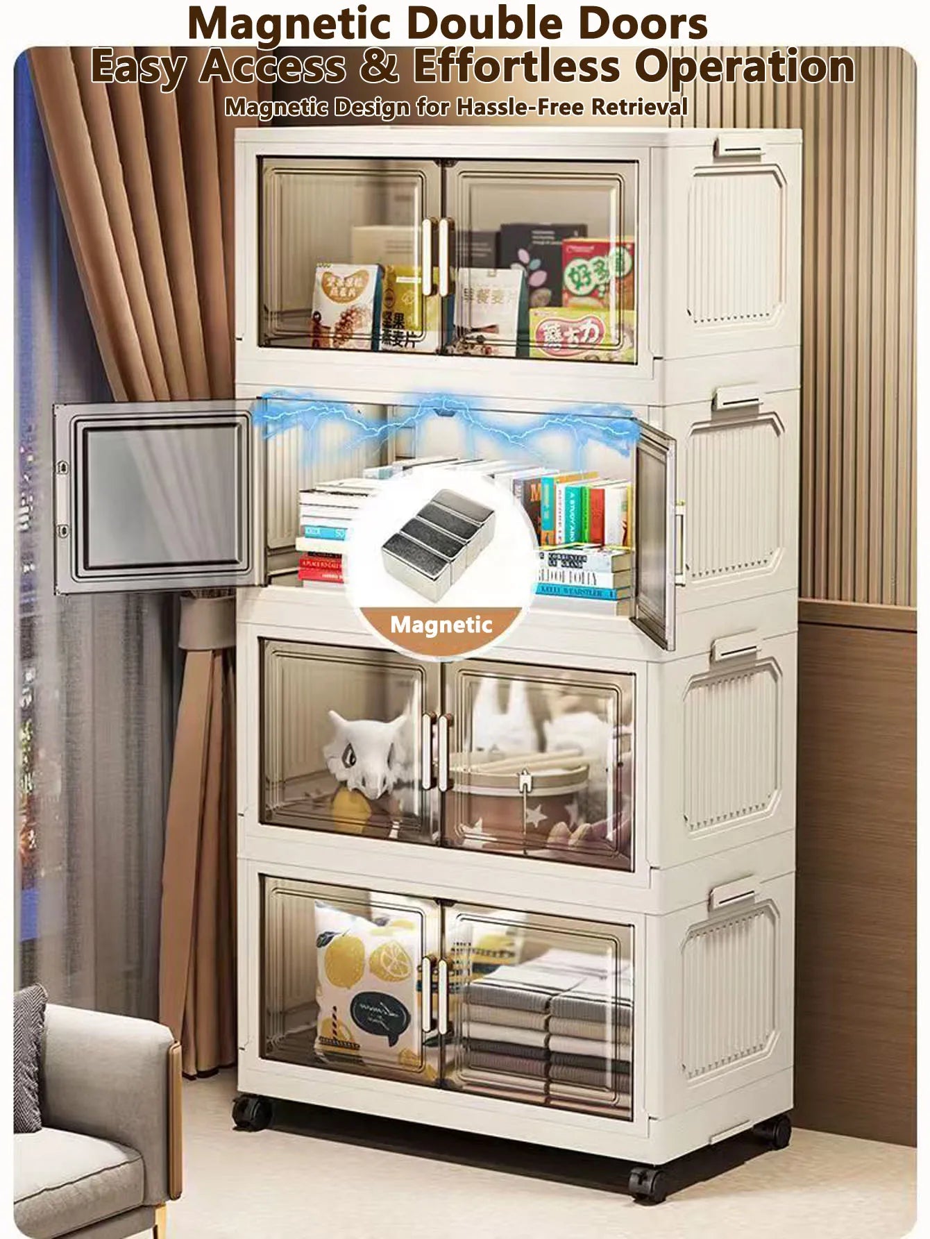 Large Capacity Multifunction Folding Storage Cabinet Dustproof Wardrobe Closet Organizer Easy-to-Install Storage Boxes