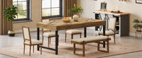 Tribesigns Farmhouse Dining Table for 4-6 People 55 Inches Industrial Rectangular Kitchen Dinner Table with Heavy-Duty Metal Leg