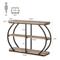 Tribesigns 41.3" Console Table, Industrial 3-Tier Entryway Table with Arched Metal Frame and Storage Shelves for Living Room