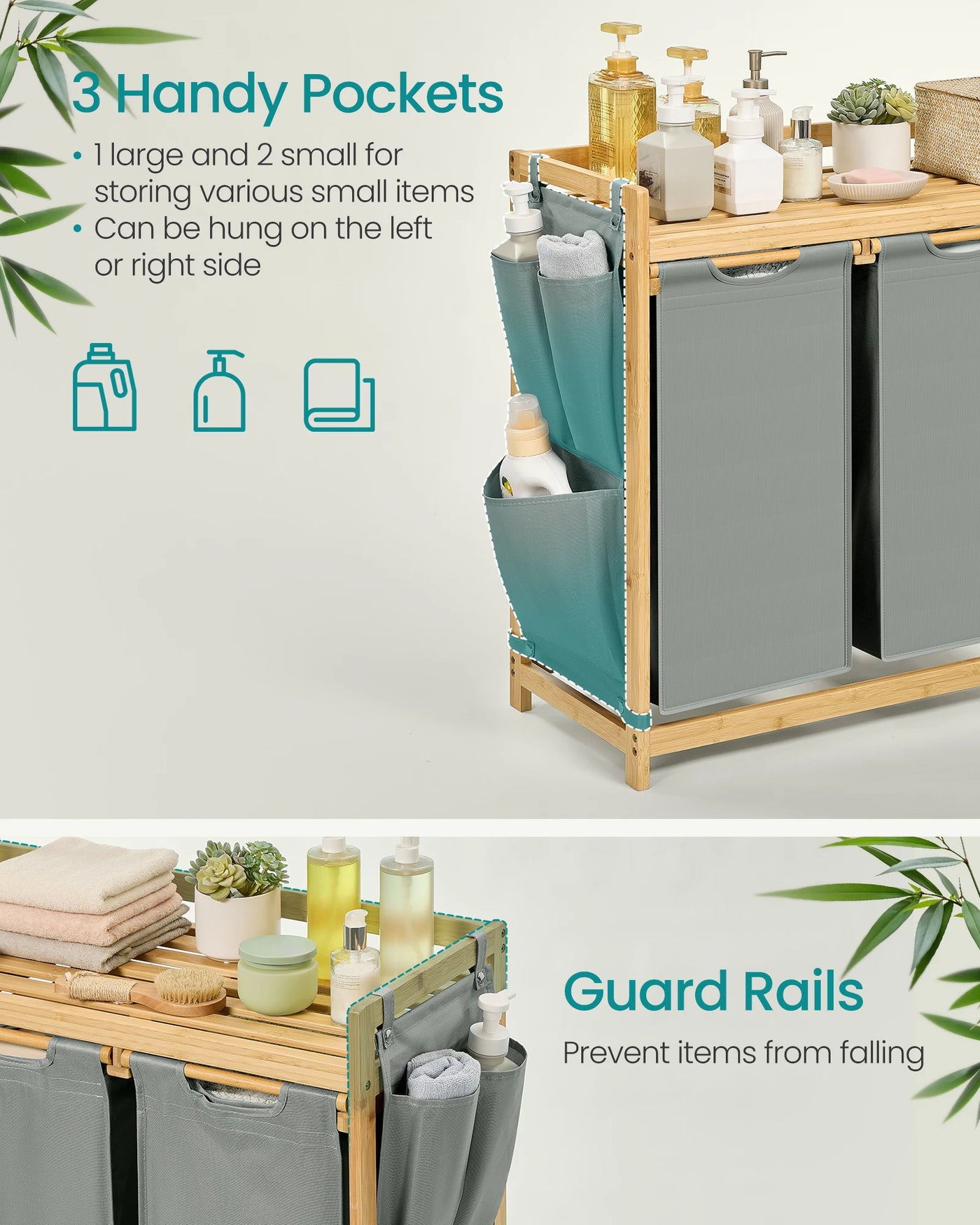 SONGMICS Laundry Basket with 3 Compartments, Laundry Hamper, Holds up to 150 L, Laundry Sorter, with Shelf, Laundry Bag