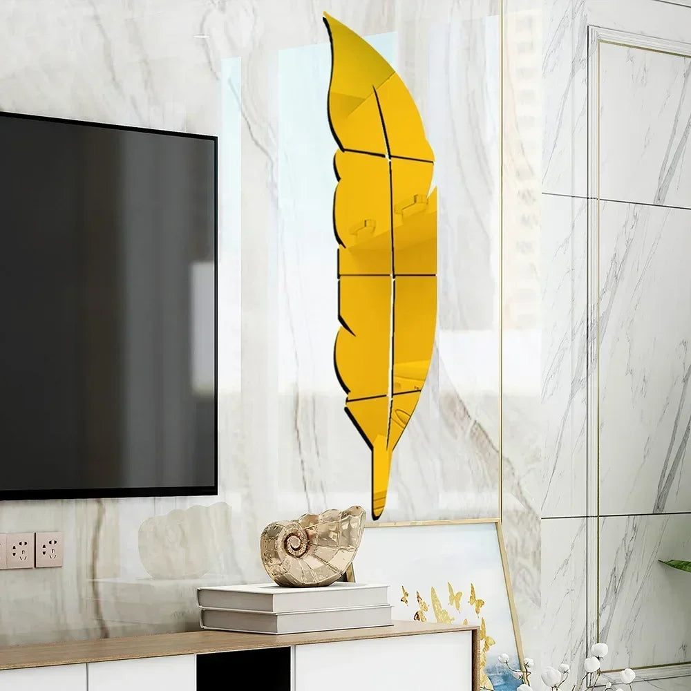 Feather Mirror Wall Art