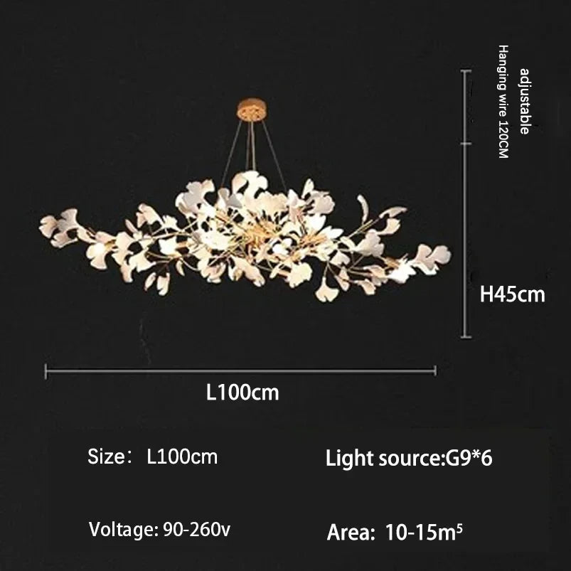Ceramic Ginkgo Leaf Chandelier