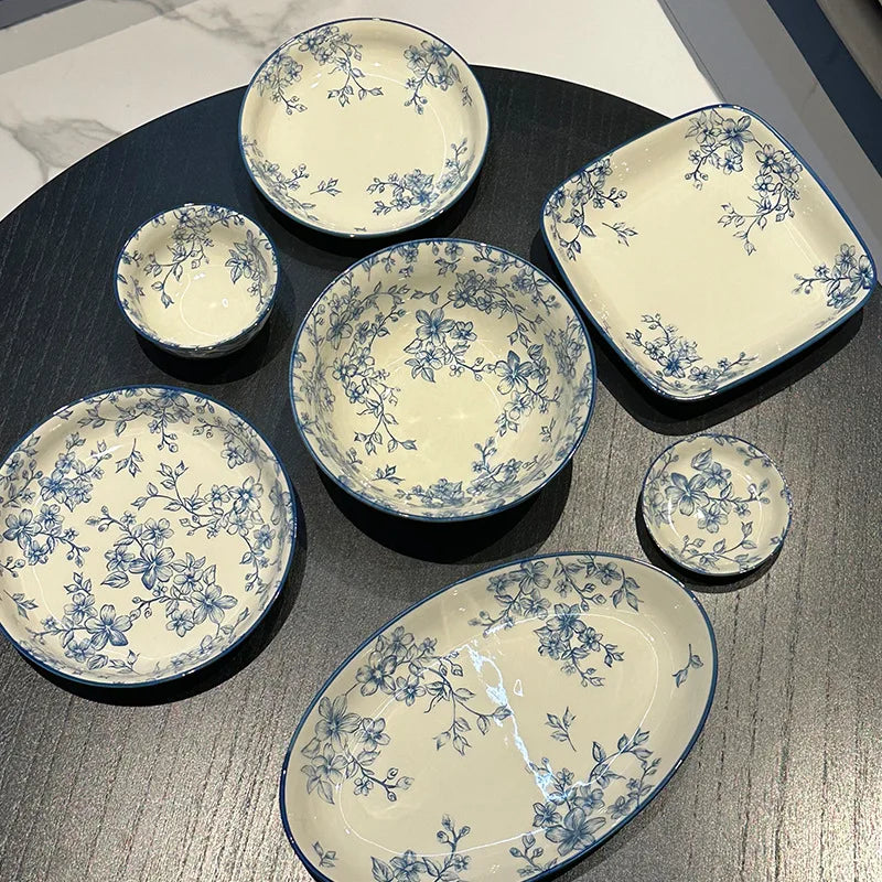 Blue Floral Ceramic Set