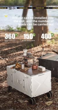 Outdoor camper trolley case picnic tools car foldable movable dining table multi-functional camp car