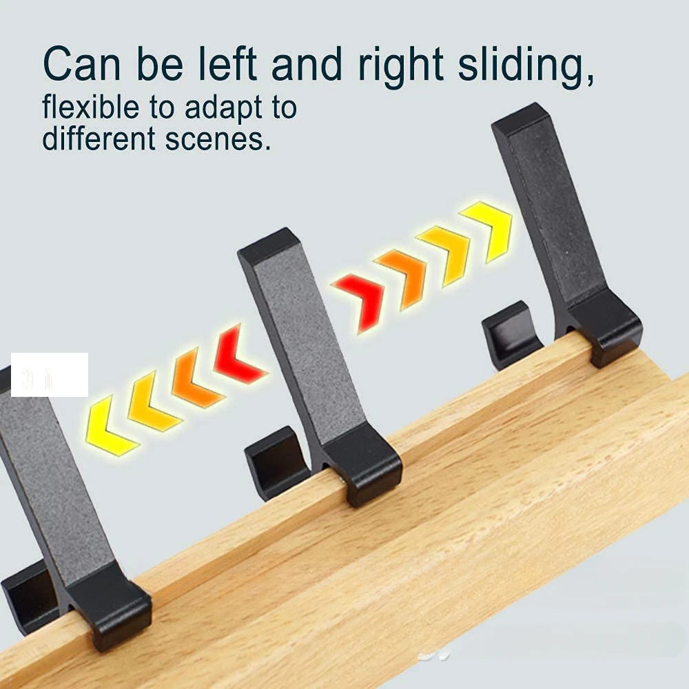 Nordic Wall Mounted Coat Rack with Movable 5 Hooks Aluminum Clothing Rail for Hat Towel Robes Wooden Hanger Perchero Furniture