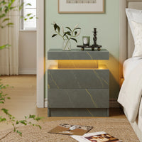 Cubehom LED Bedside Table with 2 Drawers Modern Bedside Table LED Nightstands for Bedroom