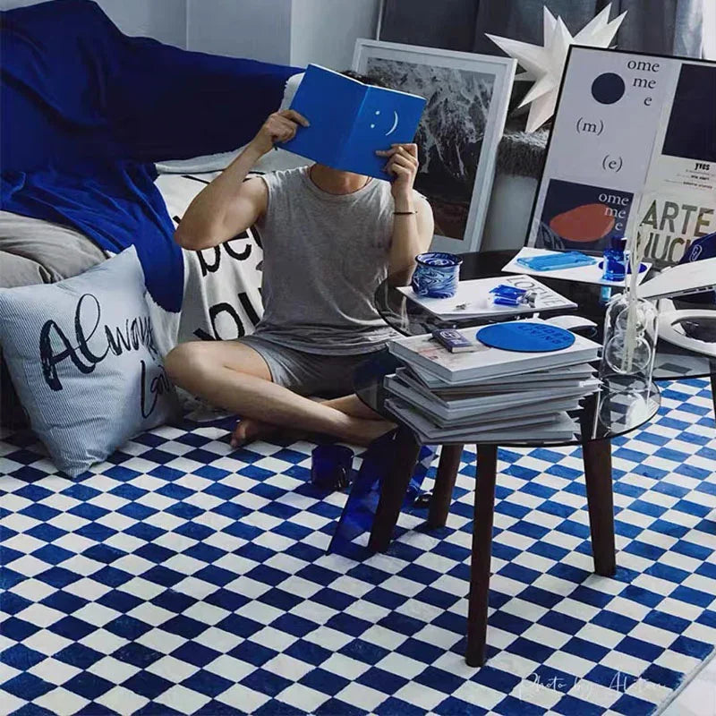 Retro Checkerboard Plush Rug