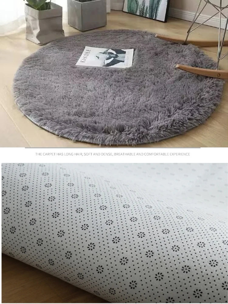 Round Fluffy Bedroom Rug