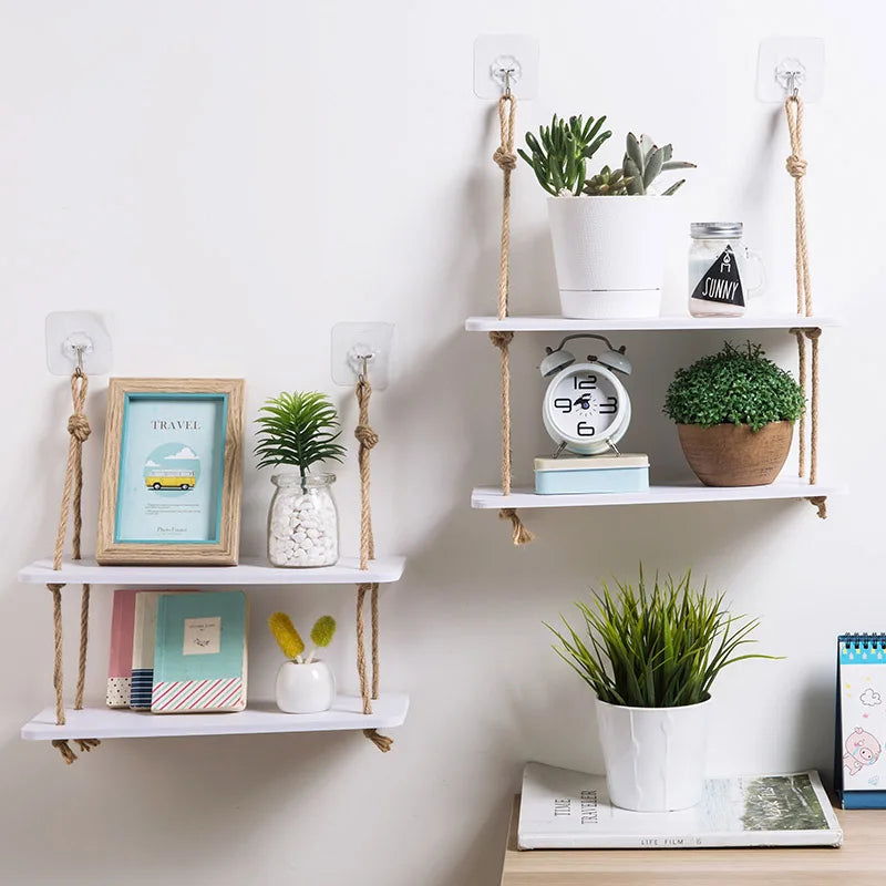 Hanging Tiered Wood Shelf