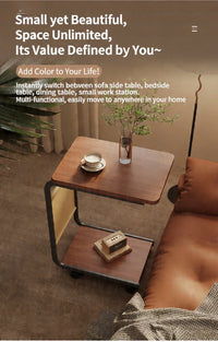 C Shaped Side Table 2-Tier Open Storage 60KG Load Capacity Versatile End Table with Storage Bag for Living Room Bedroom Office