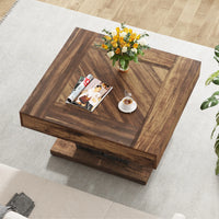 Tribesigns 80cm Square Coffee Table in Rustic Brown & Black - Modern Wooden Centre Table for Living Room