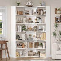 Getone 190cm bookshelf, high corner shelf with 6 levels, books wardrobe corner bookshelf living room, study 90x90x190.5cm