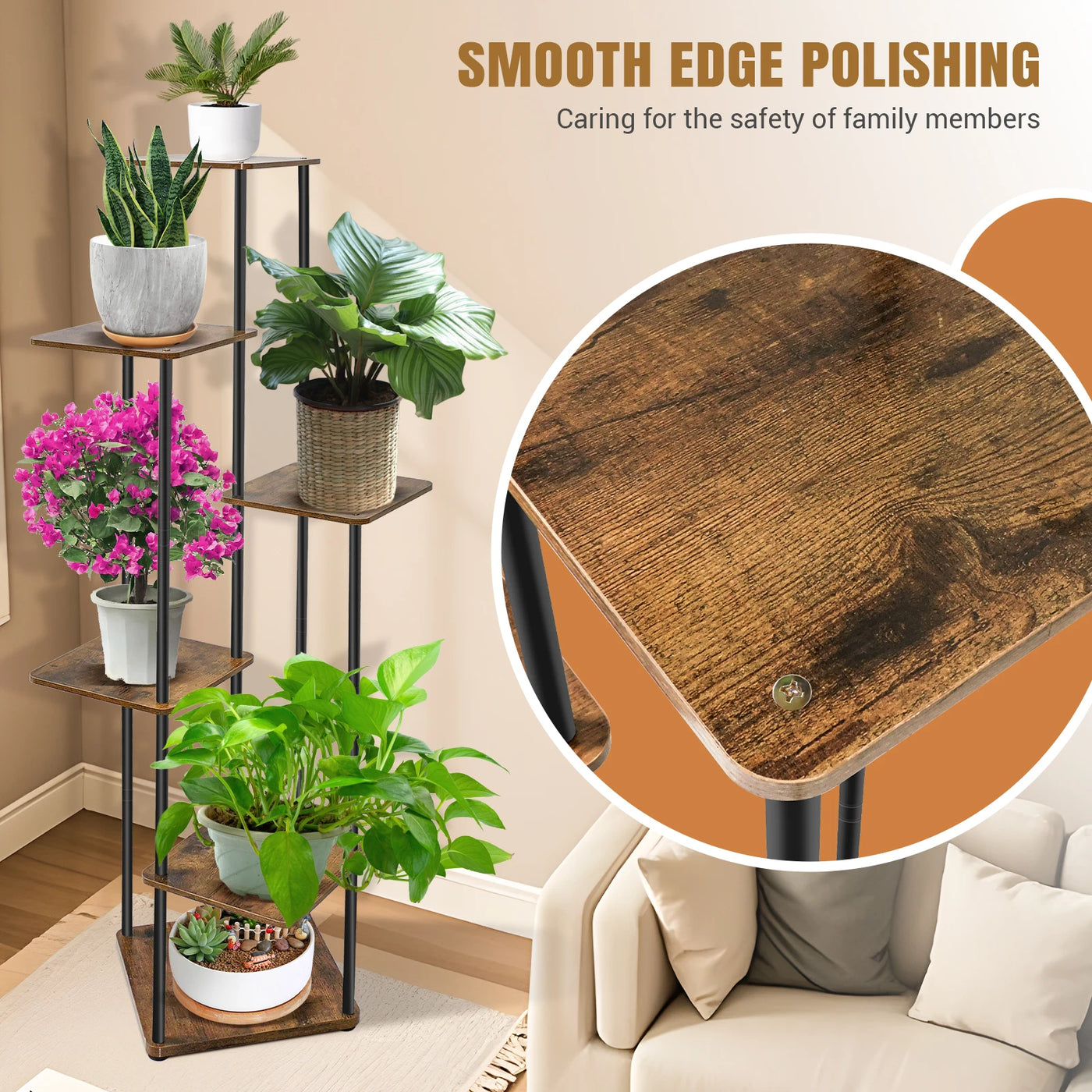 EFAN 4/5/6 Tier Plant Stand Indoor Metal Plant Shelf for Multiple Plants Small Corner Flower Stand for Patio Garden Balcony Home