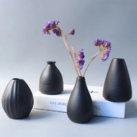 Japanese Black Ceramic Vase