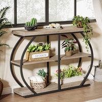 Tribesigns 41.3" Console Table, Industrial 3-Tier Entryway Table with Arched Metal Frame and Storage Shelves for Living Room
