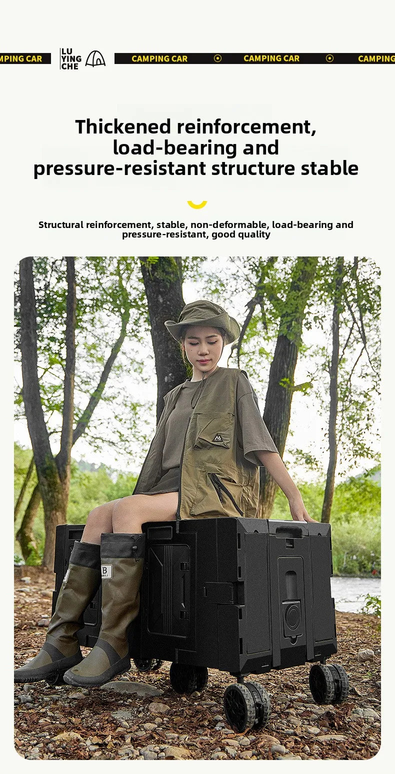 Outdoor camper trolley case picnic tools car foldable movable dining table multi-functional camp car
