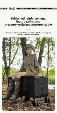 Outdoor camper trolley case picnic tools car foldable movable dining table multi-functional camp car