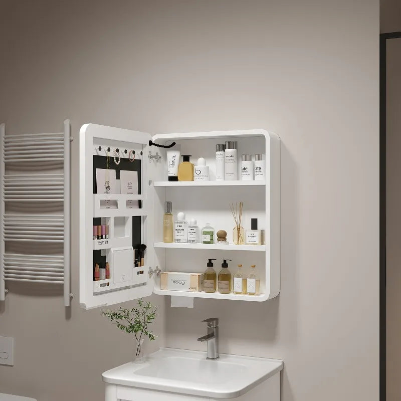 Corner Round Aluminium Mirror Cabinet – Wall Mounted Bathroom Storage