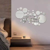26pcs/Set 3D Round Mirror Wall Sticker Self-Adhesive Diy Decoration Bedroom Living Room Bathroom Background Decoration