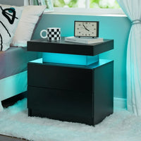 Nightstand Set of 2 LED Nightstand with 2 Drawers, Bedside Table with Drawers for Bedroom, Side Bed Table with LED, Customized