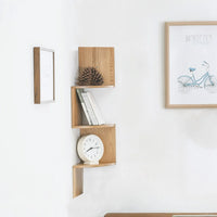 Haodirect 3/5 Layer Wooden Corner Shelf Living Room Bedroom Bookcase Floating Corner Shelf Modern Simple Home Decoration