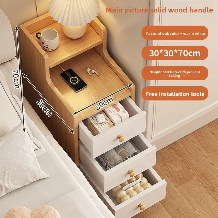 Bedside table Extremely narrow bedside crevice shelf bedside side low cabinet
