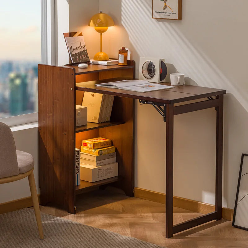 Solid Wood Folding Desk Student Household Computer Desk Bedroom Small Apartment Bedside Study Small Table Simple Desk