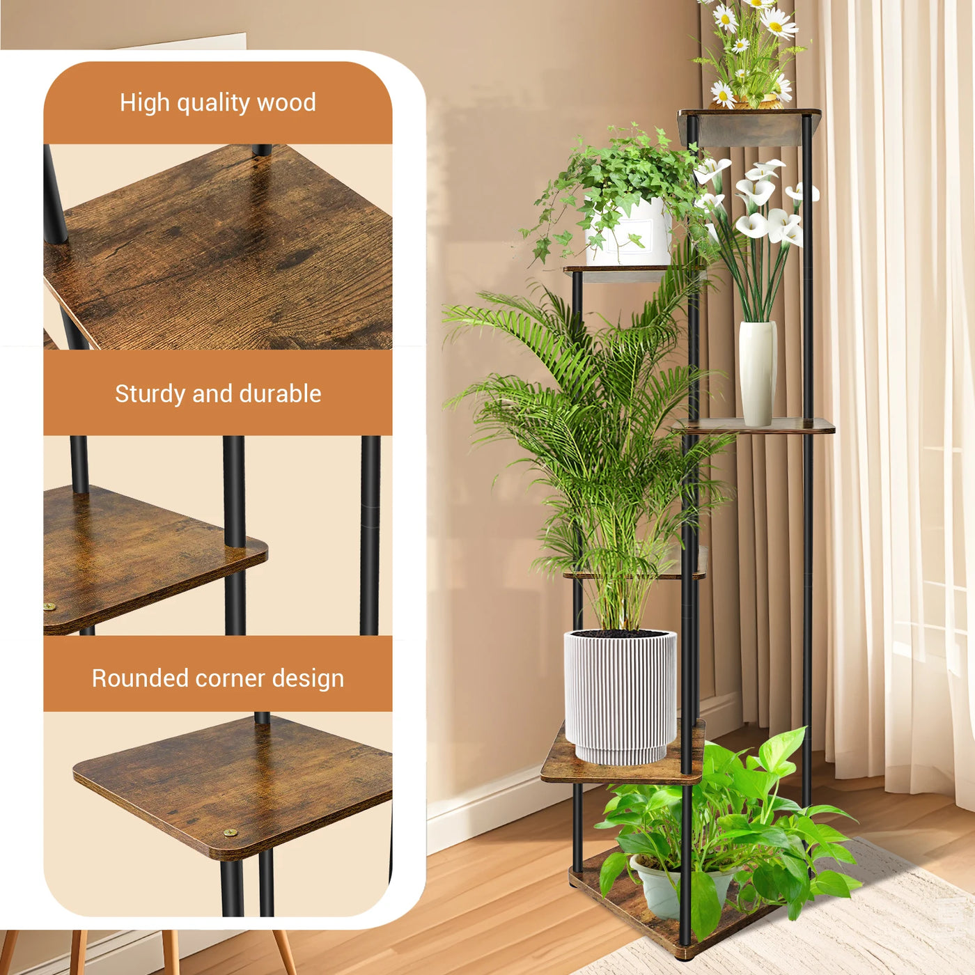 EFAN 4/5/6 Tier Plant Stand Indoor Metal Plant Shelf for Multiple Plants Small Corner Flower Stand for Patio Garden Balcony Home