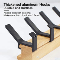 Nordic Wall Mounted Coat Rack with Movable 5 Hooks Aluminum Clothing Rail for Hat Towel Robes Wooden Hanger Perchero Furniture