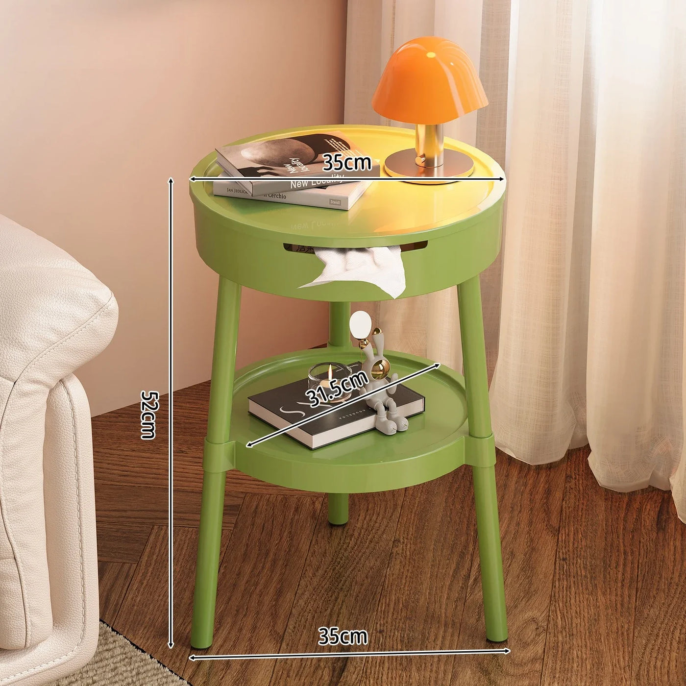White Round Coffee Tables Creative Fashion Furniture Minimalist Nightstand Modern Bedroom Mobile Side Table Personality Design
