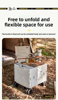 Outdoor camper trolley case picnic tools car foldable movable dining table multi-functional camp car