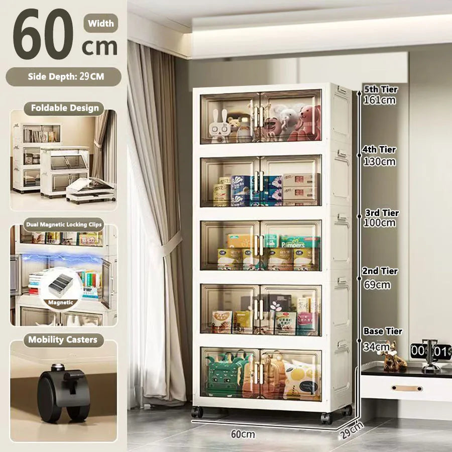 Large Capacity Multifunction Folding Storage Cabinet Dustproof Wardrobe Closet Organizer Easy-to-Install Storage Boxes