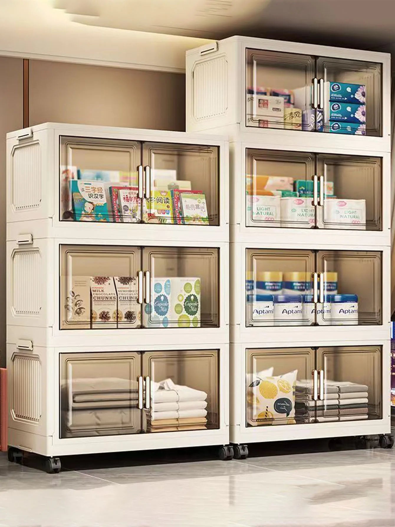Large Capacity Multifunction Folding Storage Cabinet Dustproof Wardrobe Closet Organizer Easy-to-Install Storage Boxes