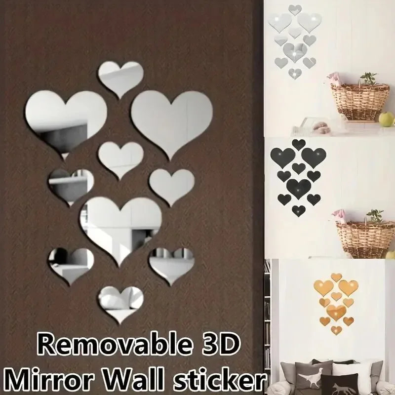 Heart Mirror Wall Stickers