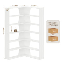 Getone 190cm bookshelf, high corner shelf with 6 levels, books wardrobe corner bookshelf living room, study 90x90x190.5cm