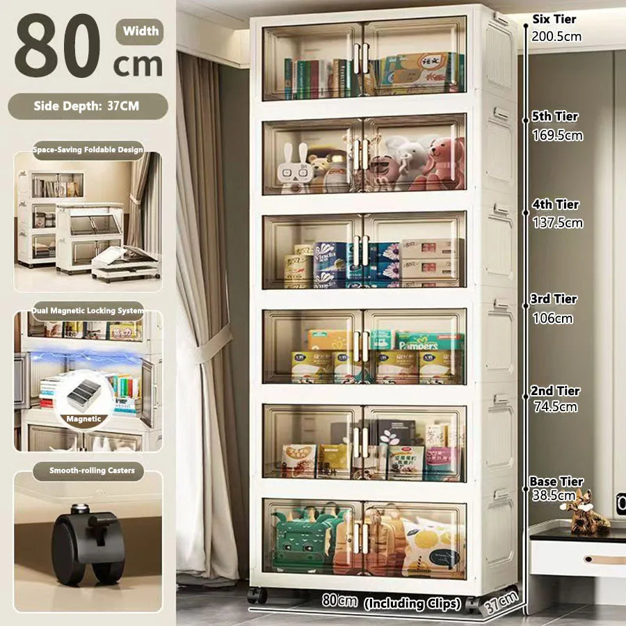 Large Capacity Multifunction Folding Storage Cabinet Dustproof Wardrobe Closet Organizer Easy-to-Install Storage Boxes