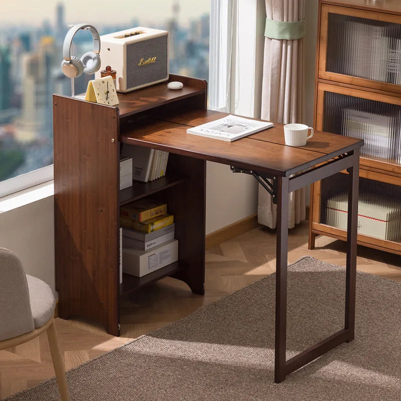 Solid Wood Folding Desk Student Household Computer Desk Bedroom Small Apartment Bedside Study Small Table Simple Desk
