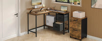 VASAGLE L-Shaped Desk with 2 Spacious Drawers, Gaming Desk with Monitor Stand, Corner Desk, Computer Desk, 135x105x89cm