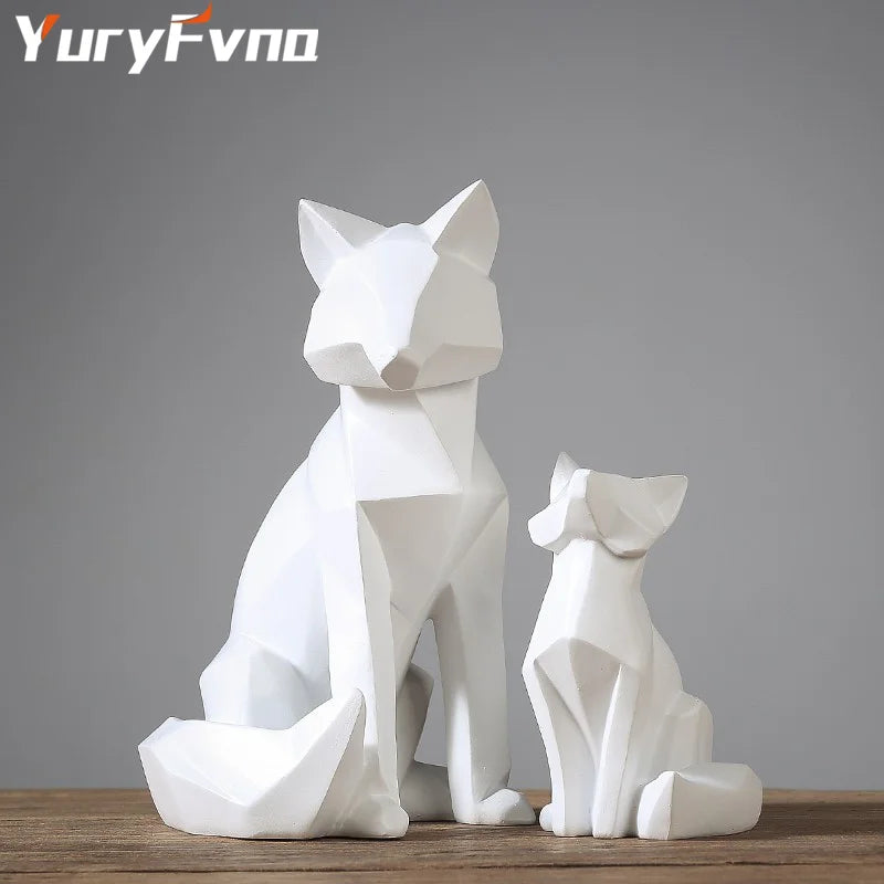 Geometric White Fox Sculpture