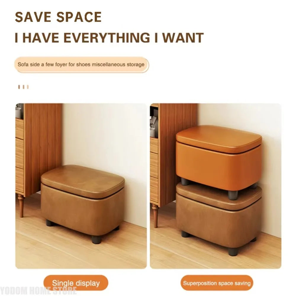 Upholstered Storage Ottoman Stool