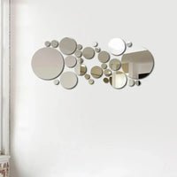 26pcs/Set 3D Round Mirror Wall Sticker Self-Adhesive Diy Decoration Bedroom Living Room Bathroom Background Decoration