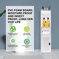 Bathroom Cabinet with Door, 80x20x12cm, Slim and Tall, PVC Material Waterproof, Easy to Install, Easy to Clean,