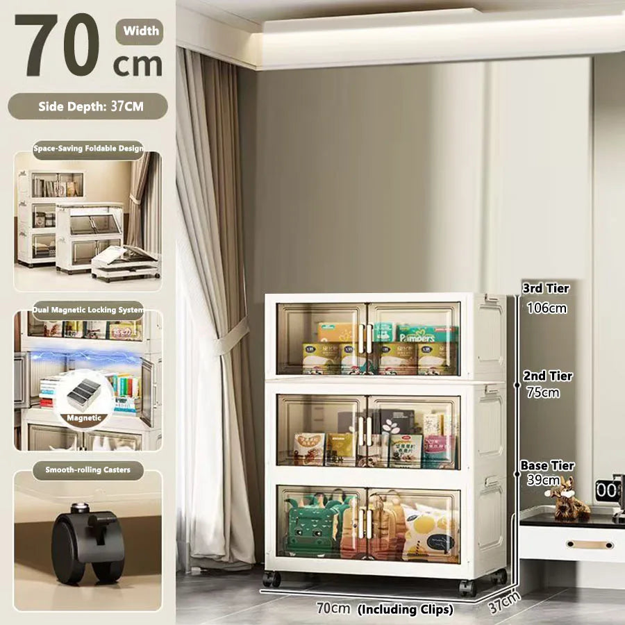 Large Capacity Multifunction Folding Storage Cabinet Dustproof Wardrobe Closet Organizer Easy-to-Install Storage Boxes
