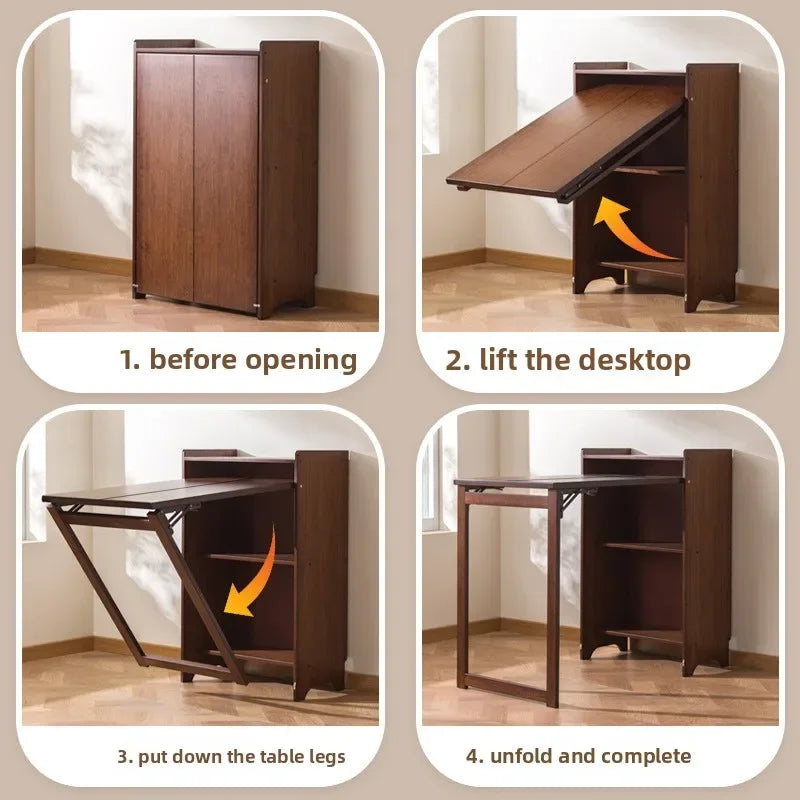 Solid Wood Folding Desk Student Household Computer Desk Bedroom Small Apartment Bedside Study Small Table Simple Desk